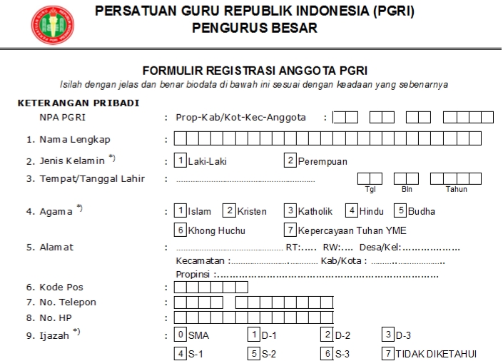 Pendaftaran PGRI Kalideres - Persatuan Guru Republik Indonesia Cabang Kalideres